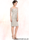 Kennedy Sheath/Column V-neck Knee-Length Lace Mother of the Bride Dress STA126P0014570