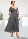 Everly A-Line Sweetheart Asymmetrical Chiffon Lace Mother of the Bride Dress With Beading Sequins STA126P0014579