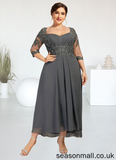 Everly A-Line Sweetheart Asymmetrical Chiffon Lace Mother of the Bride Dress With Beading Sequins STA126P0014579