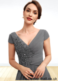 Martina A-Line V-neck Floor-Length Chiffon Mother of the Bride Dress With Ruffle Lace Beading Sequins STA126P0014582