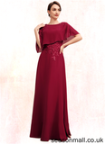 Janae A-Line Scoop Neck Floor-Length Chiffon Mother of the Bride Dress With Lace Beading Sequins STA126P0014583
