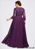 Ariana A-Line Scoop Neck Floor-Length Chiffon Lace Mother of the Bride Dress With Sequins STA126P0014590
