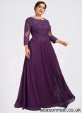 Ariana A-Line Scoop Neck Floor-Length Chiffon Lace Mother of the Bride Dress With Sequins STA126P0014590