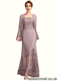 Phoebe Trumpet/Mermaid Square Neckline Asymmetrical Chiffon Lace Mother of the Bride Dress STA126P0015001