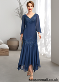 Natasha Trumpet/Mermaid V-neck Ankle-Length Chiffon Mother of the Bride Dress With Appliques Lace Sequins STA126P0015009