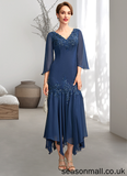 Natasha Trumpet/Mermaid V-neck Ankle-Length Chiffon Mother of the Bride Dress With Appliques Lace Sequins STA126P0015009