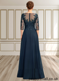 Tamia A-Line V-neck Floor-Length Chiffon Lace Mother of the Bride Dress With Sequins Split Front STA126P0015014