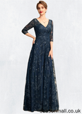 Jaslyn A-Line V-neck Floor-Length Lace Mother of the Bride Dress With Sequins STA126P0015015