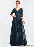 Jaslyn A-Line V-neck Floor-Length Lace Mother of the Bride Dress With Sequins STA126P0015015