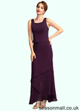 Chasity Sheath/Column Scoop Neck Ankle-Length Chiffon Mother of the Bride Dress With Beading Sequins STA126P0015024