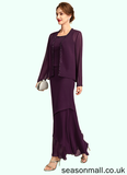 Chasity Sheath/Column Scoop Neck Ankle-Length Chiffon Mother of the Bride Dress With Beading Sequins STA126P0015024