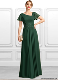 Charlie A-line Asymmetrical Floor-Length Chiffon Mother of the Bride Dress With Appliques Lace Sequins STAP0021792