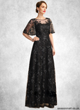 Persis A-line Scoop Illusion Floor-Length Lace Sequin Mother of the Bride Dress STAP0021815