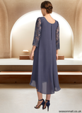 Margaret Sheath/Column Scoop Asymmetrical Chiffon Lace Mother of the Bride Dress With Sequins STAP0021840