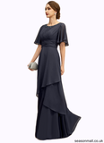 Chelsea A-line Scoop Floor-Length Chiffon Mother of the Bride Dress With Beading Pleated Sequins STAP0021856