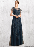 Ashley A-line Scoop Illusion Floor-Length Lace Tulle Mother of the Bride Dress With Sequins STAP0021896