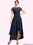 Eliana A-line Scoop Illusion Asymmetrical Chiffon Lace Mother of the Bride Dress With Sequins STAP0021902