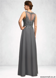 Joanne A-line Scoop Illusion Floor-Length Chiffon Lace Mother of the Bride Dress With Sequins STAP0021921