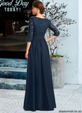 Savannah A-line Scoop Floor-Length Chiffon Lace Mother of the Bride Dress With Crystal Brooch Sequins STAP0021961