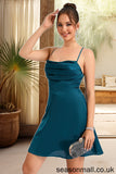 Arianna A-line Cowl Short/Mini Silky Satin Homecoming Dress STAP0020477