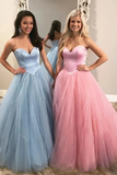Unique Ball Gown Sweetheart Strapless Tulle Prom Dresses Cheap Formal STAP9XCMAHS