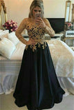 Long Sleeves Lace Up Gold And Black Prom Dresses Mother Of The Bridal