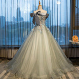 Ball Gown Strapless Appliques Beads Tulle Quinceanera Dresses with Lace up, Prom Dresses STA15564