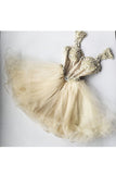 Homecoming Dresses Straps Tulle With Beading Short/Mini