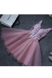 Homecoming Dresses A Line V Neck Tulle With Applique And Handmade