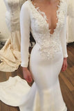 Satin Wedding Dresses Mermaid Scoop With Appliques And Beads