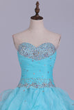 Quinceanera Dresses Ball Gown Sweetheart Floor Length Organza With Beading Sash
