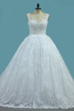 Straps Tulle Ball Gown Wedding Dresses With Applique