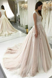 Square Neck Wedding Dress A Line Tulle With Appliques