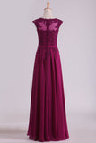 Evening Dresses Scoop A-Line Chiffon With Applique And Belt
