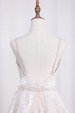 Spaghetti Straps A Line Lace Wedding Dresses With Sash And
