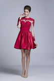 Beautiful Prom Dresses Short A-Line Scoop Long Sleeves With Applique