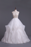 Scoop Ball Gown Tulle With Beading Floor