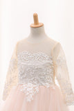 Ball Gown Scoop Long Sleeves Flower Girl Dresses Tulle With