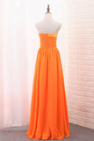 A Line Chiffon Sweetheart Ruched Bodice Bridesmaid Dress Floor