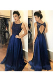 Sexy Open Back Scoop Prom Dresses A Line