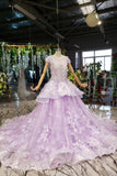 Ball Gown Lace Appliques Cap Sleeves Long Prom Dresses, Quinceanera STA20480