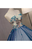Ball Gown V Neck Sleeveless Appliqued Tulle Prom Dress Hot Quinceanera STAP46YC47P