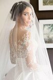 Scoop Long Sleeves Lace With Slit Wedding Dresses Chapel