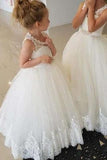 Princess Ivory Flower Girl Dresses with Lace Appliques, Cute Little Girl Dress STA15590