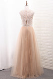 A Line Tulle & Lace Two-Piece Bridesmaid