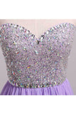 Homecoming Dresses A Line Short/Mini Sweetheart Chiffon With Beads Color Lilac