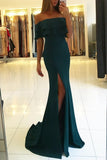 Mermaid Boat Neck Evening Dresses With Slit Sweep