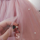 Lovely Pretty Pink Round Neck Tulle Flower Girl Dresses, Cheap Wedding Little Girl STA15258