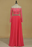 Scoop Chiffon With Applique And Beads Sweep Train A Line Prom