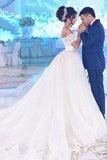 Off The Shoulder Wedding Dresses Sheath Tulle With Applique And